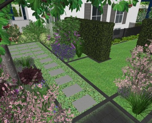 3D-Gartenplanung: Beispiel für einen Vorgarten